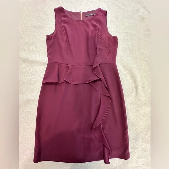 Ivanka Trump Bateau Neck Sleeveless Sheath Dress Purple Gold Accent Zipper Sz 14 - Picture 4 of 12